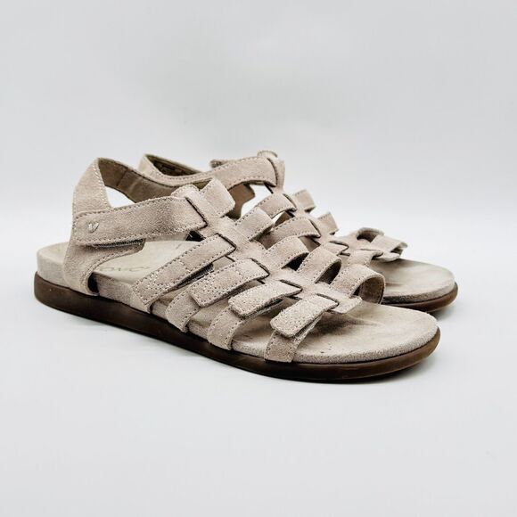 Vionic Sandals Womens 8 Gray Suede Strappy Gladiator Cage Casual Comfort Shoes - Picture 1 of 13